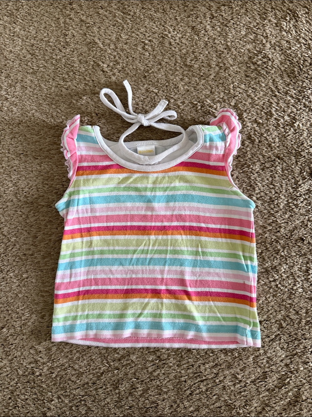 Gymboree Pink Multi Rainbow Stripe Ruffle Tank Top size 3